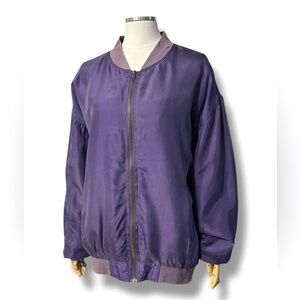 BOGARI Purple Oversized Silk Bomber Jacket VINTAGE